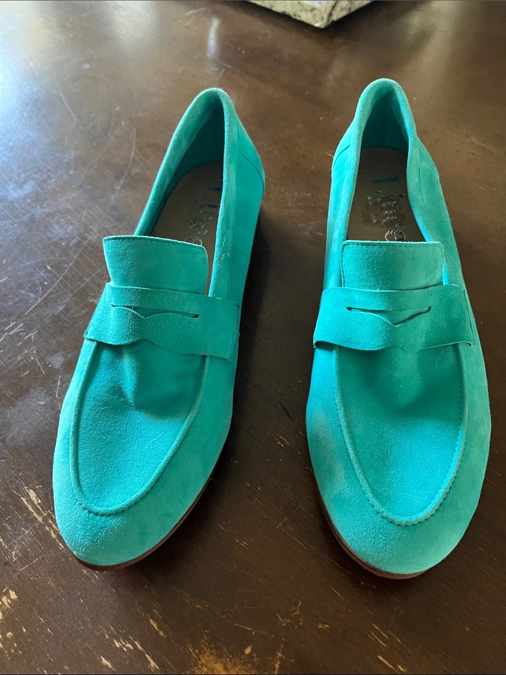 Lince From Spain Women’s Teal Suede Penny Loafers - Classic Slip-On Flats